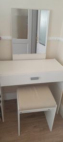 Dressing table with seat and mirror