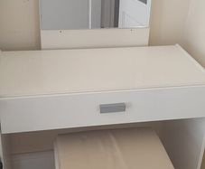 Dressing table with seat and mirror