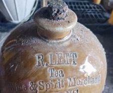 Antique R. Left Ferns Stoneware Wine & Spirit Merchant Flagon