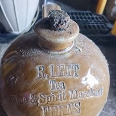 Antique R. Left Ferns Stoneware Wine & Spirit Merchant Flagon