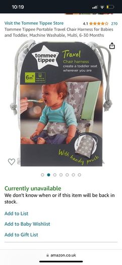 Tommee Tippee Travel Chair Harness