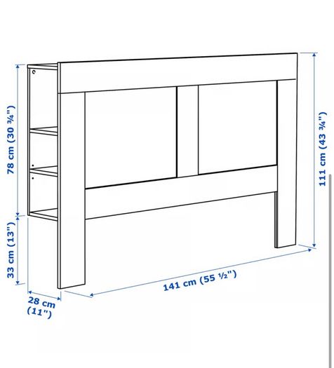 Headboard with storage compartment, white, Standard Double