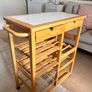 Solid wood kitchen trolley with Tiled top. Image 8