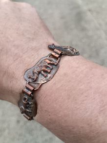 Vintage 6 panel African Animal Bronze Bracelet