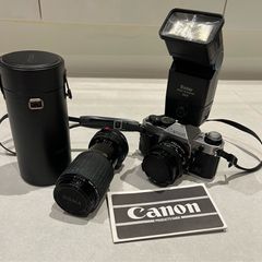 1984 Canon AE-1 Program Film Camera + Sigma zoom lens +Vivitar flash