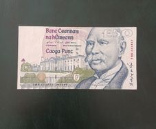 Irish 50 Pound Note - Douglas Hyde Series