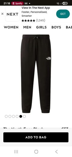 Northface black joggers youth large