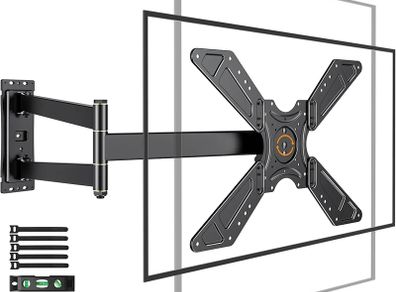 TV Wall Bracket Mount with Extra Long Articulated Arm 850mm for 32-75 Inch TVs, 180 Rotation Landscape to Portrait Full Motion Corner TV Wall Mount Bracket up to 50kg max. VESA