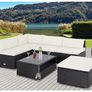 Polyrattan Lounge Set XL with Cushions Cushions Table Glass Top Garden Sofa Garden Furniture Corner Lounge Image 2