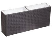 Garden Raised Bed with 2 Pots 90x20x40 cm Poly Rattan Black