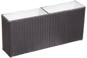 Garden Raised Bed with 2 Pots 90x20x40 cm Poly Rattan Black