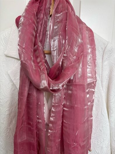 Scarf - Pink with Beaded Embellishment