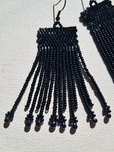 Pitch Black earrings, handbeaded
