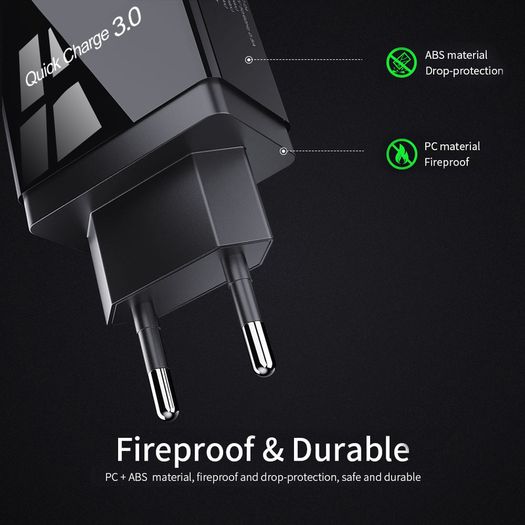 QC 3.0 USB 4 Ports UK Wall Fast Charger 36W (Brand New/Warranty)