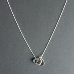 Sterling silver double heart necklace with real diamond accent