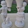 Belleek Pair of porcelain figurines Boy and Girl Basket Carriers / Water Carriers Image 3