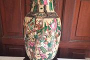 Large Antique Chinese Famille Rose Vase 44cm Hand Painted Oriental Floor Vase