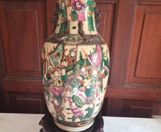Large Antique Chinese Famille Rose Vase 44cm Hand Painted Oriental Floor Vase