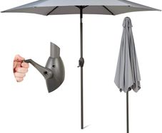 2.7M Grey Parasol Garden Umbrella Sun Shading | Water Repellent Polyester (UV 30)| Easy to Open and Close Crank Mechanism (FREE POSTAGE)