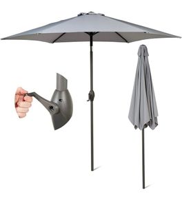 2.7M Grey Parasol Garden Umbrella Sun Shading | Water Repellent Polyester (UV 30)| Easy to Open and Close Crank Mechanism (FREE POSTAGE)