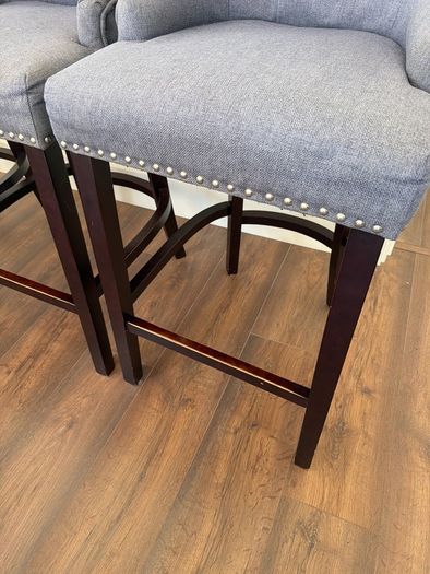 Set of 4 charcoal grey fabric high dining chairs