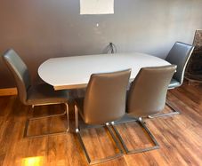 Extendable Dining Table, 4 Chairs & Bench-Delivery Available