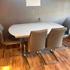 Extendable Dining Table, 4 Chairs & Bench-Delivery Available