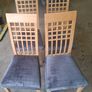 Set of 4 light wood dining chairs with grey fabric seats Image 2