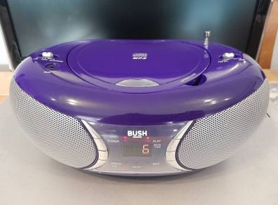 Bush Portable CD MP3 Boombox & FM Radio (Model CBB193MP3) in Purple.