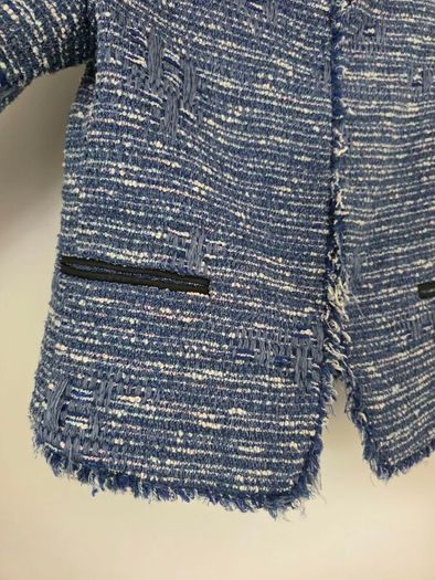 Sandro blue tweed fringe jacket, size 38, Paris brand.