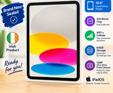 Brand New Apple iPad 10th Generation 64GB WiFi + Cellular (Takes Sim Card) Silver, Sealed
