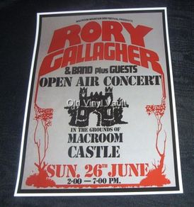 Rory Gallagher concert poster Macroom Mountain Dew Festival Cork 1977 A3 size