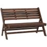 2-Person Garden Bench, Rustic Design, Foldable, Natural Wood, 122 x 63 x 83 cm, Carbonized Surface Image 4