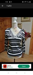 Ladies CASAMIA black and white top Like new with Stretch beautiful Quality.