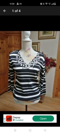 Ladies CASAMIA black and white top Like new with Stretch beautiful Quality.