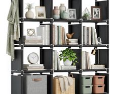 12 Cube Storage Unit Book shelf,DIY Bookcase, Multi-Use Open Storage Shelves for Bedroom, Living Room,Office,Closet, Black Cubicle Rack