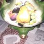 Beautiful Large Old Staffordshire Ironstone Ceramic Teapot with Green and Gold finish, Decorated with a Fruit Scene, Postage Available Image 2