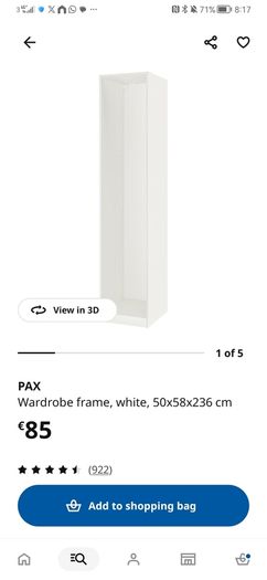 IKEA Pax Wadrobe (50cm width) and Navy Door