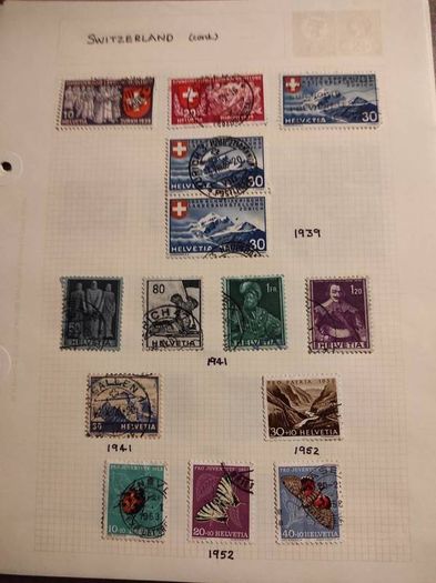 Switzerland stamps on loose pages