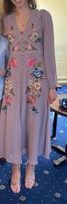 Hope & Ivy lilac embroidered midi dress