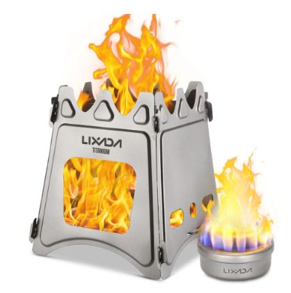BRAND NEW Compact Folding Titanium Wood Stove with Mini Alcohol Stove for Outdoor Camping Cooking Picnic Portable camping burner