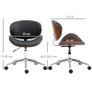 Vintage design office chair adjustable height 360 swivel Poplar wood synthetic upholstery 53 x 53 x 77-87 cm Image 3