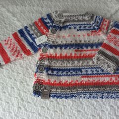 Hand Knit Baby Cardigan: 0-3 Months