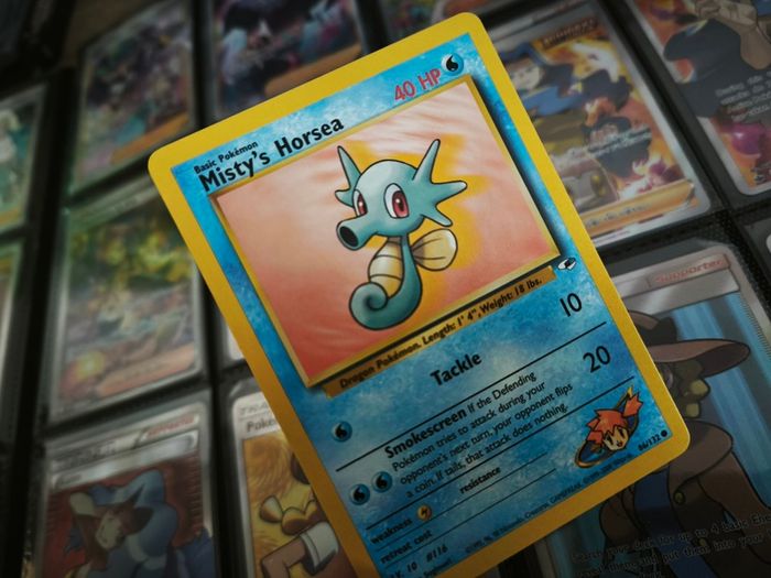 Misty's Horsea ! from Gym Heroes Set ! 2000 ! Vintage Pokemon Card !