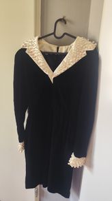Victor Costa Designer Vintage Velvet Pearl Dress
