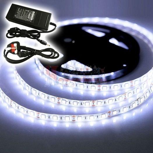5m Smd 5630 Cool White 300 Led Strip + POWER SUPPLY - 2x BRIGHTER Than 5050 Led Strips