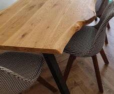 Solid Oak Live Edge Dining Table & Matching Bench