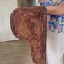 Antique Oak Wall Shelf with Brass Hooks Irish Made Image 4