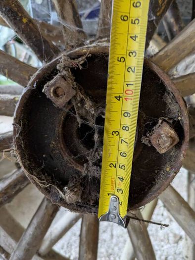 Pair of 46" Antique Wooden Carriage Wheels (Solid Rubber Tyres)