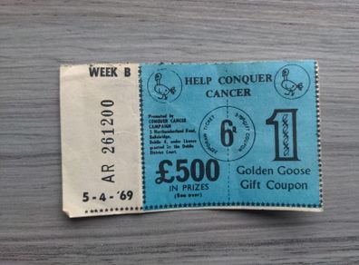 VINTAGE raffle ticket dated 1969